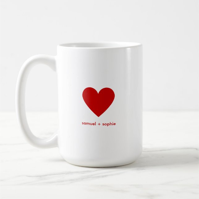 Mug Cœur Rouge Minimaliste Moderne Personnalisé pour l (Gauche)