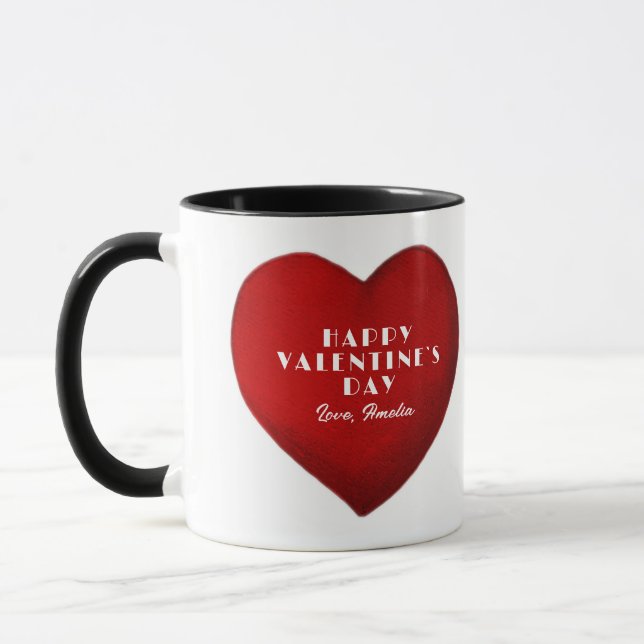 Mug Coeur rouge romantique avec nom Saint Valentin`s D (Gauche)