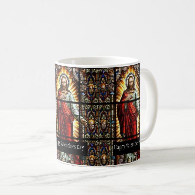 Mug Coeur sacré de catholique de jour de Valentines de (Devant droit)