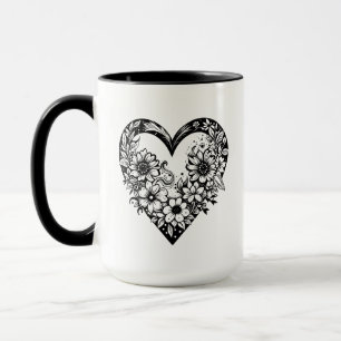 Mug Coeur tribal noir et blanc Personnalisé