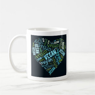 Mug Coeur "végétalien" et citation de Mot-Nuage