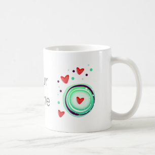 Mug coeur vert et pourpre, rouge