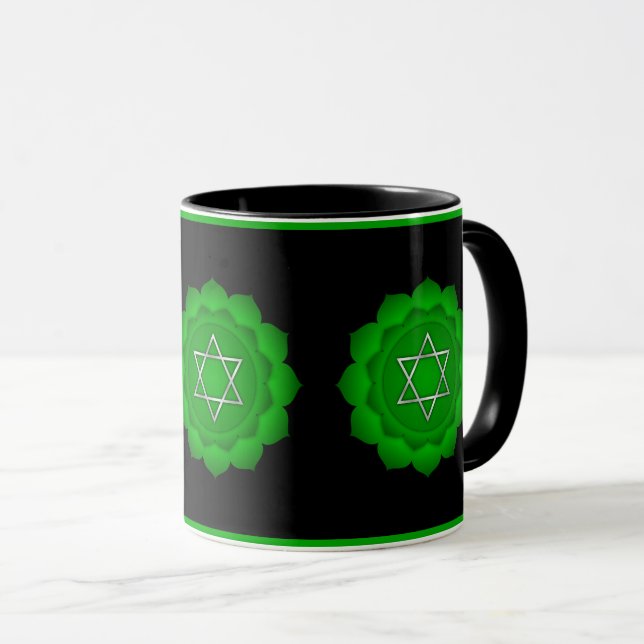 Mug Coeur vert spirituel Chakra Zen Yoga Namaste (Devant droit)