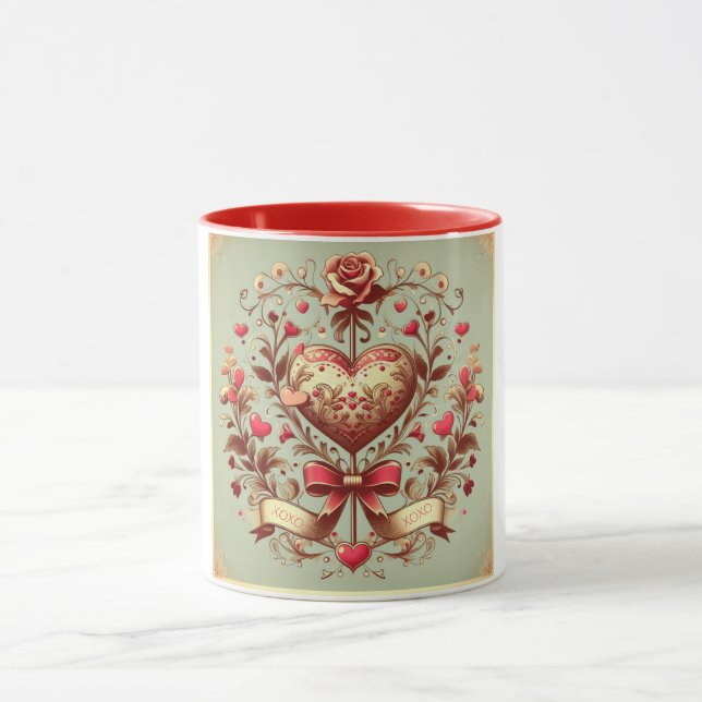 Mug Coeur vintage Valentine's day xoxo (Centre)