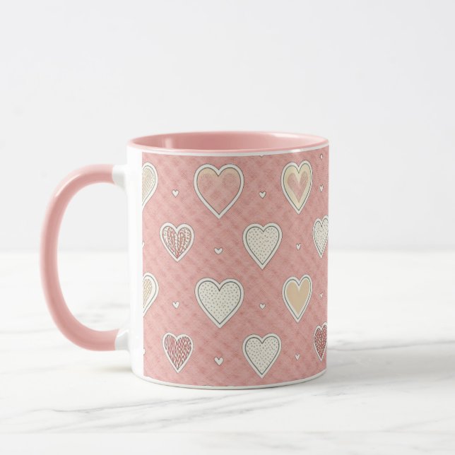 Mug Coeurs à motifs roses Saint Valentin (Gauche)
