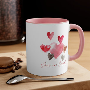 Mug Coeurs aquarelle Vous êtes aimés