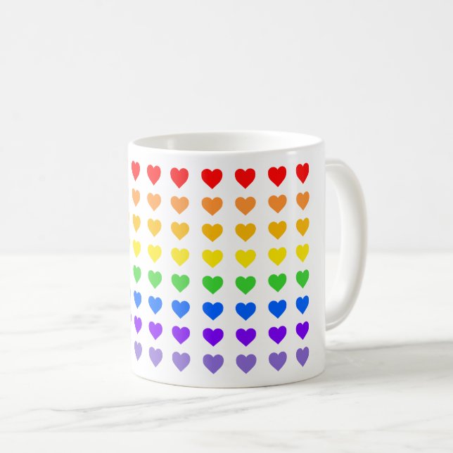 Mug Coeurs arc-en-ciel (Devant droit)
