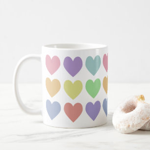 Mug Coeurs arc-en-ciel mignons Pastel Girly
