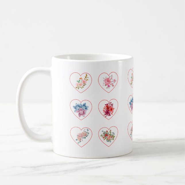 Mug Coeurs avec fleurs (Gauche)
