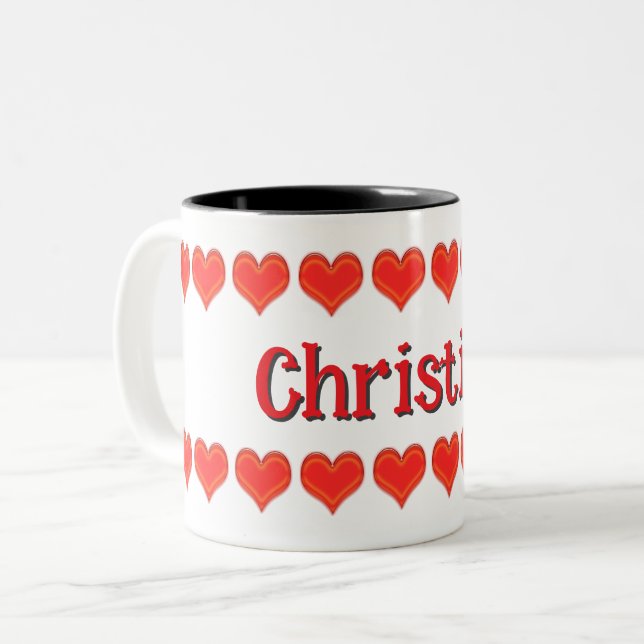 Mug - Coeurs avec nom (Devant gauche)