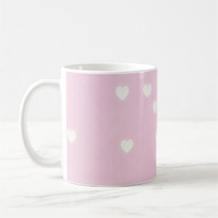 Mug Coeurs blancs rougeoyants sur le rose