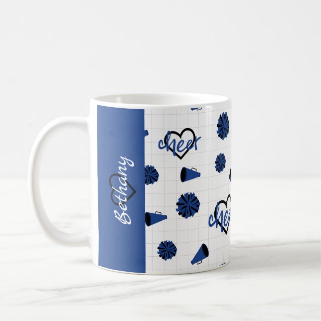 Mug Coeurs bleus, Pom Poms, Motif mégaphone (Gauche)
