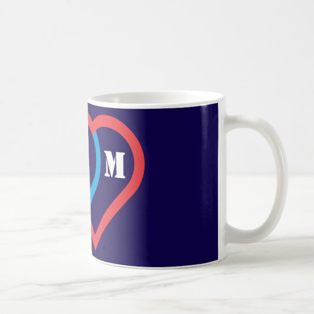 Mug Coeurs connectés. Les lettres peuvent être customi (Droite)
