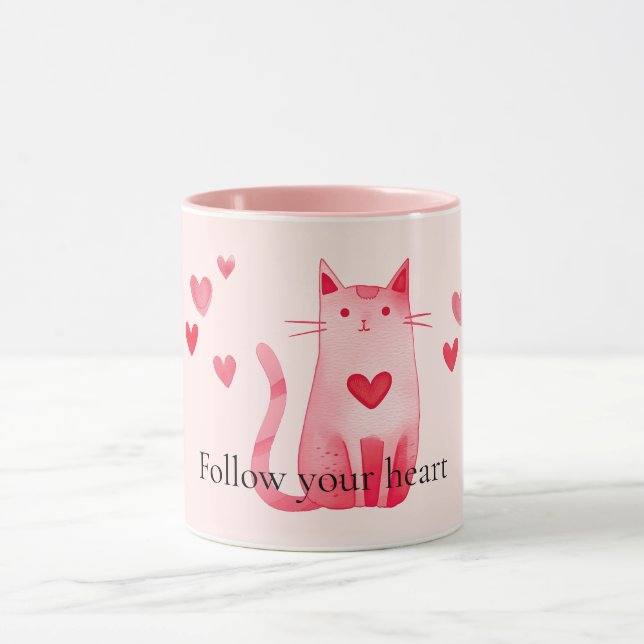 Mug Coeurs de chat rose pâle (Centre)