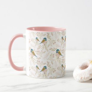 Mug Coeurs de chickadee en or rose mignon imprimé