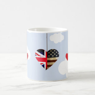 Mug Coeurs de drapeau britannique et américain de