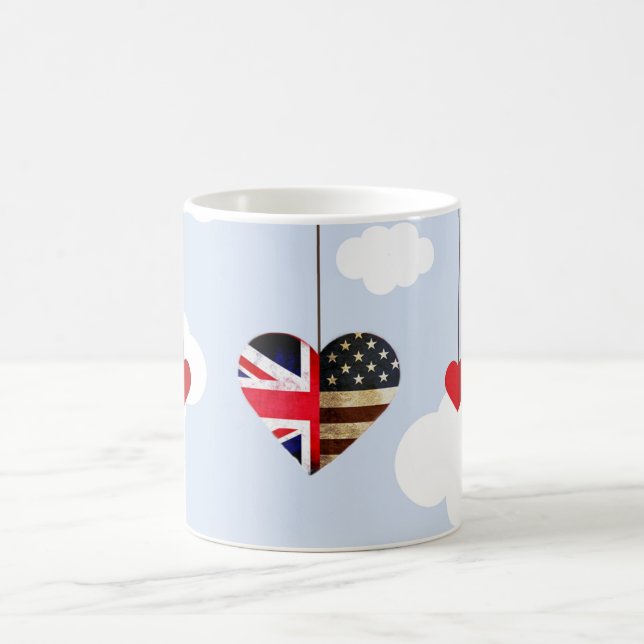 Mug Coeurs de drapeau britannique et américain de (Centre)