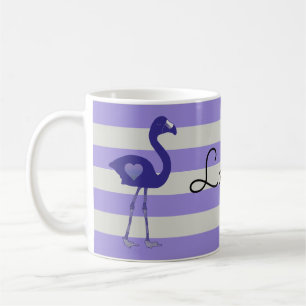 Mug Coeurs de Flamant rose personnalisés (pourpre)