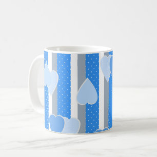 Mug Cœurs de la Saint-Valentin sur fond rayé 