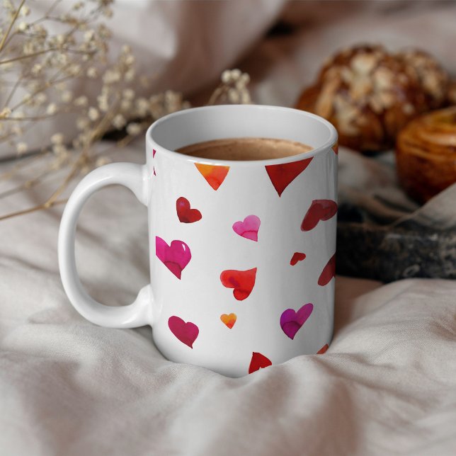 Mug Coeurs de la Saint Valentin - viva magenta et oran (Créateur téléchargé)