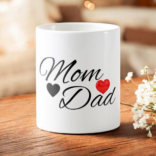 Mug Cœurs de maman et papa - Typographie élégante Amou