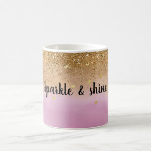 Mug Coeurs de Parties scintillant d'or de couleur d'ea