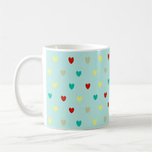 Mug Coeurs de polka minuscules sur le vert de la mer