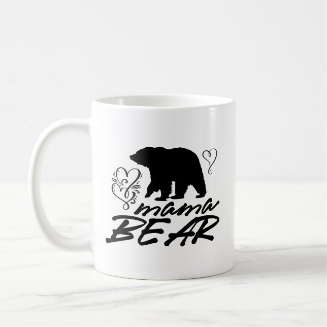 Mug Coeurs de silhouette de l'ours de maman (Gauche)