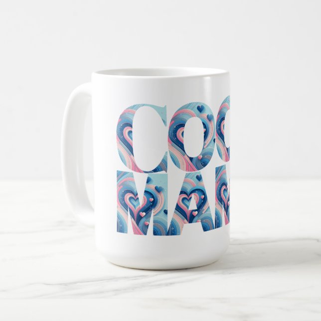 Mug Coeurs de typographie de Mama cool (Devant gauche)