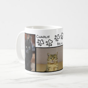 Mug Cœurs d'empreinte de patte fabuleux Trois noms et 