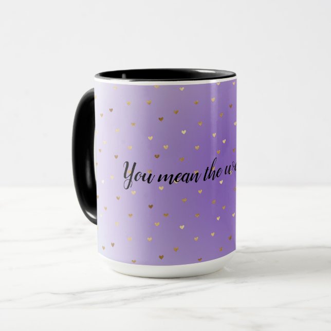 Mug Coeurs d'or violet Aqua Ombre (Devant gauche)