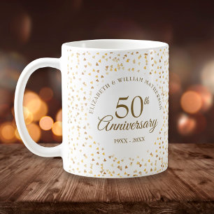 Mug Cœurs Dorés 50e Anniversaire