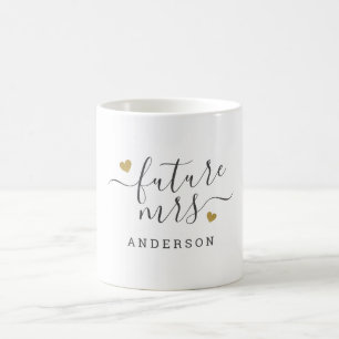 Mug Cœurs dorés modernes Future Mme la future mariée