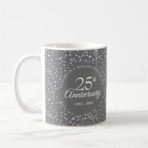 Mug Cœurs en Argent pour les 25 Ans de Mariage