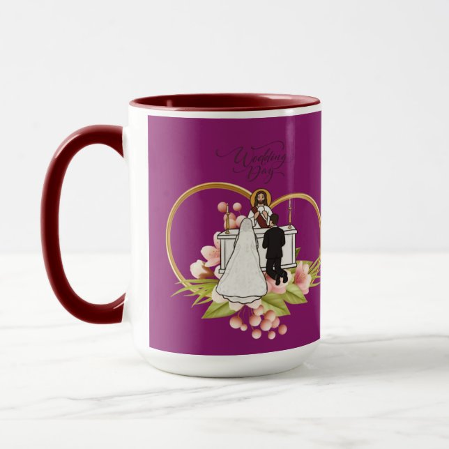 Mug Cœurs entrelacés magenta (Gauche)