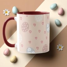 Coeurs et cercles roses Motif Pâques