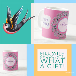 Mug Coeurs et fleurs d'anniversaire