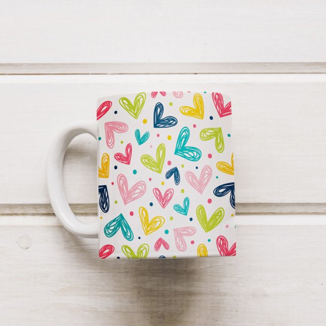 Mug Coeurs et points en style doodé (Créateur téléchargé)