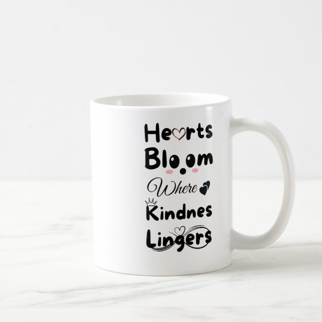 Mug Coeurs Fleurissent Là Où La Douceur Lante Sticker (Droite)