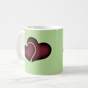 Mug Cœurs Hachurés Double Marron Foncé