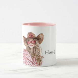 Mug Coeurs Howdy Blond Cowgirl