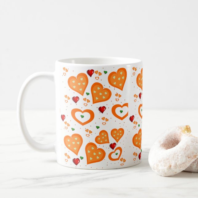 Mug Coeurs orange (Avec donut)