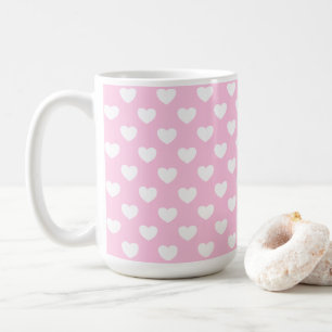 Mug Coeurs Pastel Rose Et Blanc