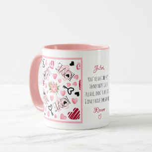 Mug Coeurs Peony Rose Personnalisé Aimer Valentines Da