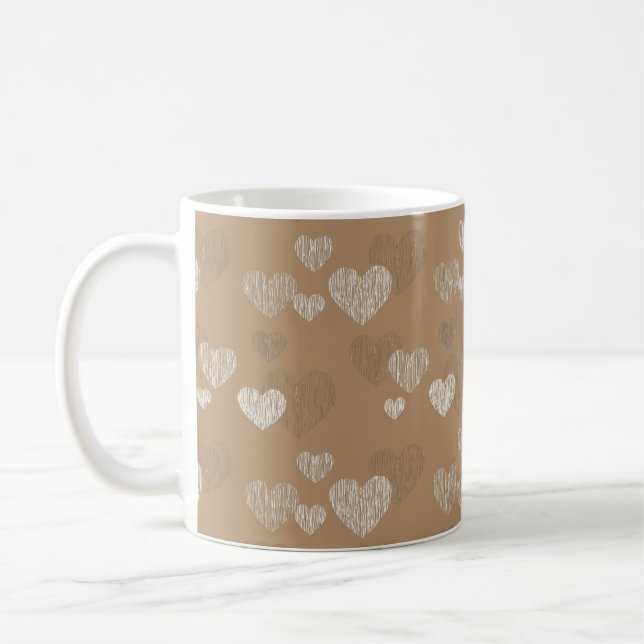 Mug Coeurs rayés blancs sur café glacé (Gauche)