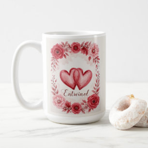 Mug Coeurs romantiques entrelacés Art floral