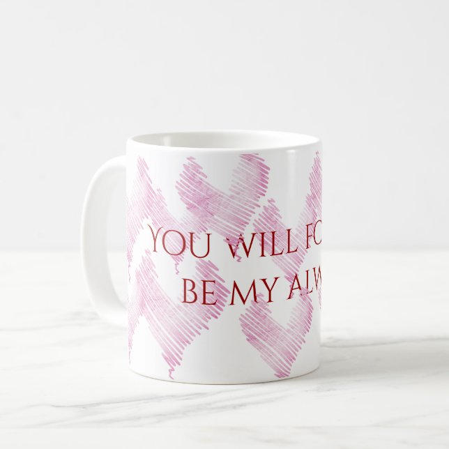 Mug coeurs roses avec citation d'amour (Devant gauche)