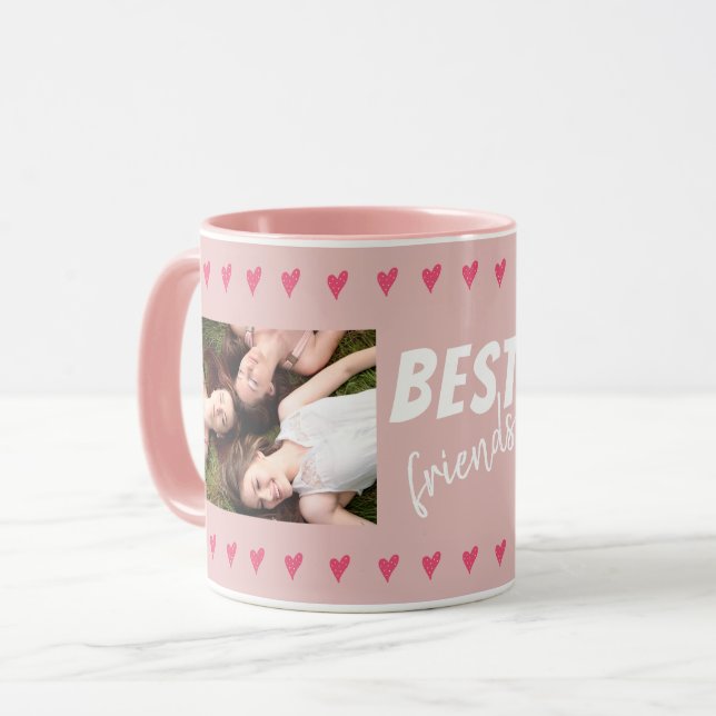 Mug Coeurs roses Best Friends Typography 2 Photo (Devant gauche)