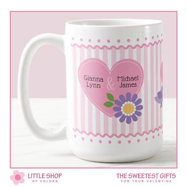 Mug Coeurs roses Jour des Valentines personnalisées (Créateur téléchargé)