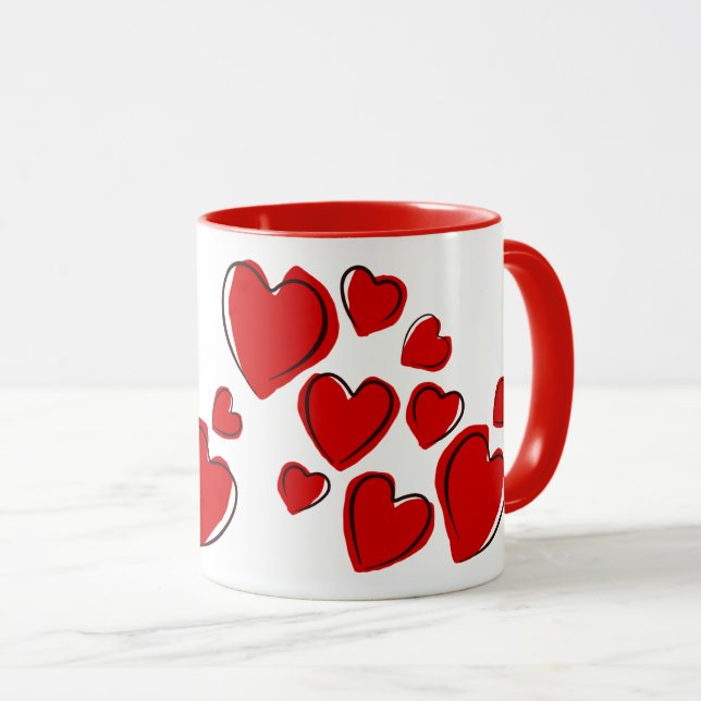 Mug Coeurs rouges (Devant droit)